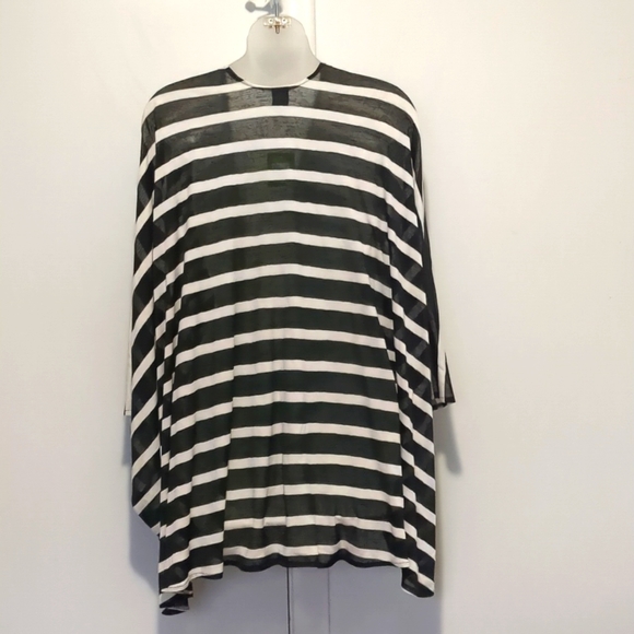 🆕 KELLY & KATIE Black Stripe Cardigan Cover Up Sz OSFA Topper NEW NWT Topper - Picture 3 of 6